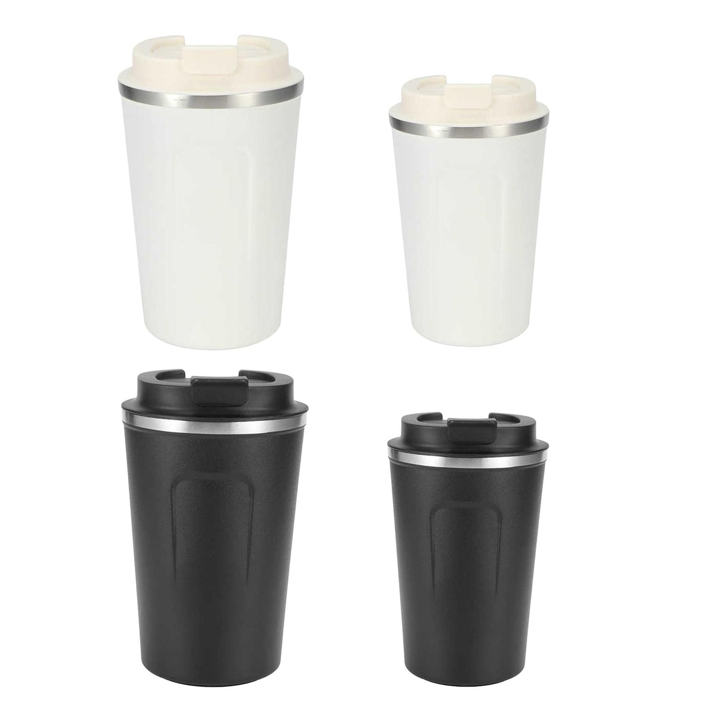 Stainless Steel Tumbler Vacuum Coffee Mug Spill-Proof Lid Home Office Travel black 380ml