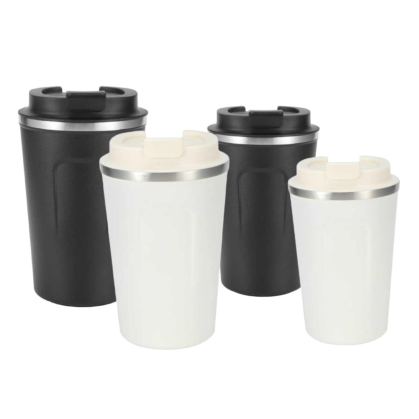Stainless Steel Tumbler Vacuum Coffee Mug Spill-Proof Lid Home Office Travel black 380ml