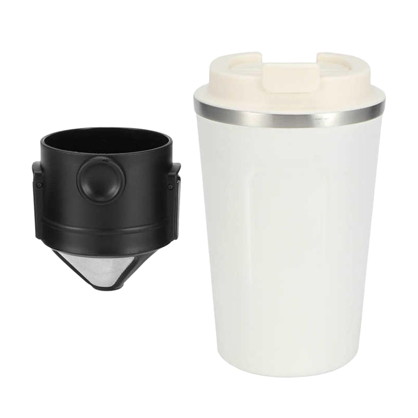 Stainless Steel Tumbler Vacuum Coffee Mug Spill-Proof Lid Home Office Travel white 380ml