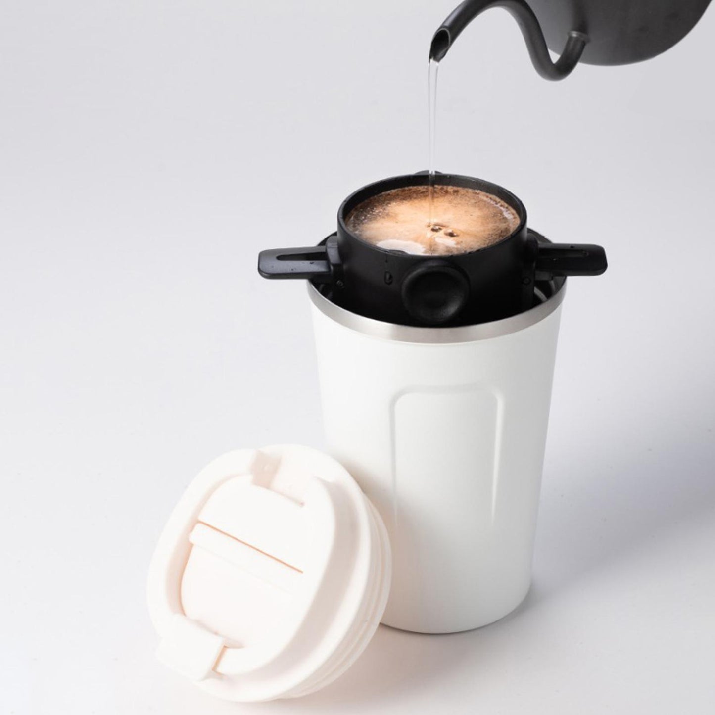 Stainless Steel Tumbler Vacuum Coffee Mug Spill-Proof Lid Home Office Travel black 510ml