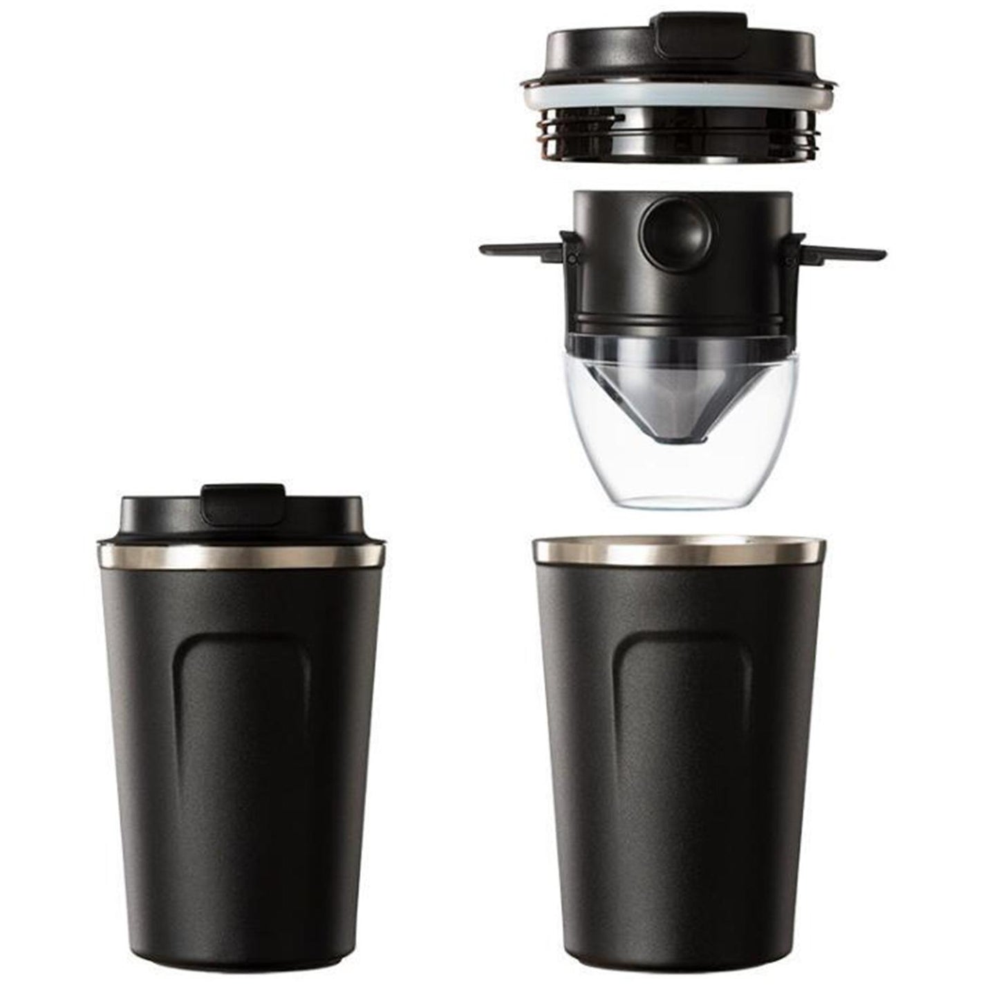 Stainless Steel Tumbler Vacuum Coffee Mug Spill-Proof Lid Home Office Travel black 510ml