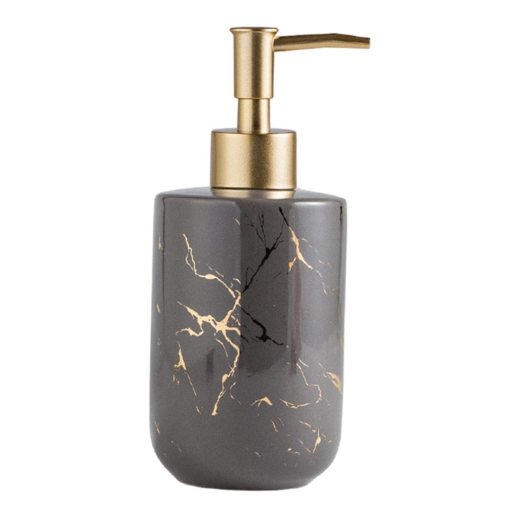 Ceramic Soap Dispenser 300ml Marble Pattern Pump Bottle for Kitchen Accs Gray