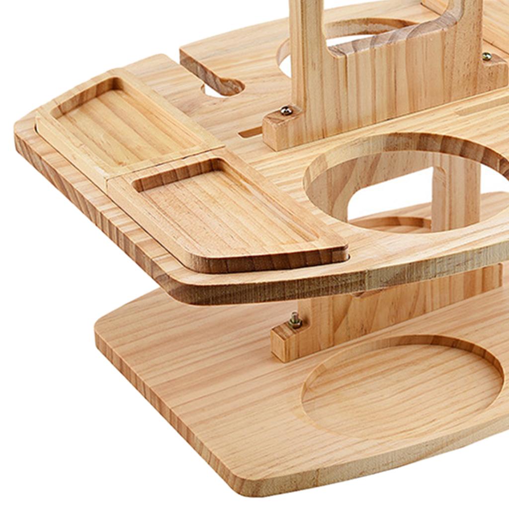 Portable Wooden Picnic Table Outdoor Wine Glass Holder Rack Detachable Desk