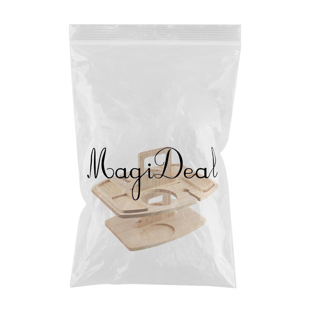 Portable Wooden Picnic Table Outdoor Wine Glass Holder Rack Detachable Desk