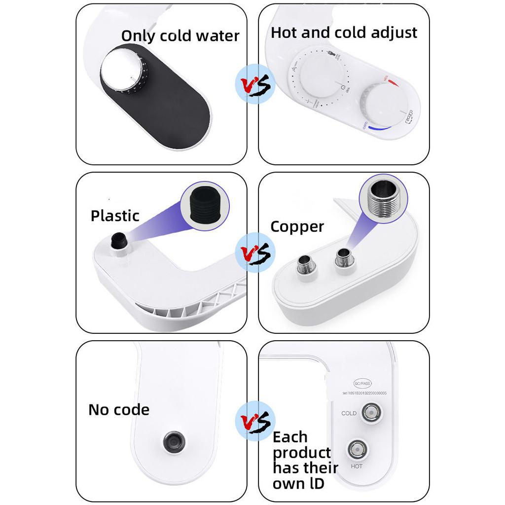 Bidet Toilet Seat Attachment Non-Electric Retractable Nozzles Feminine Wash White