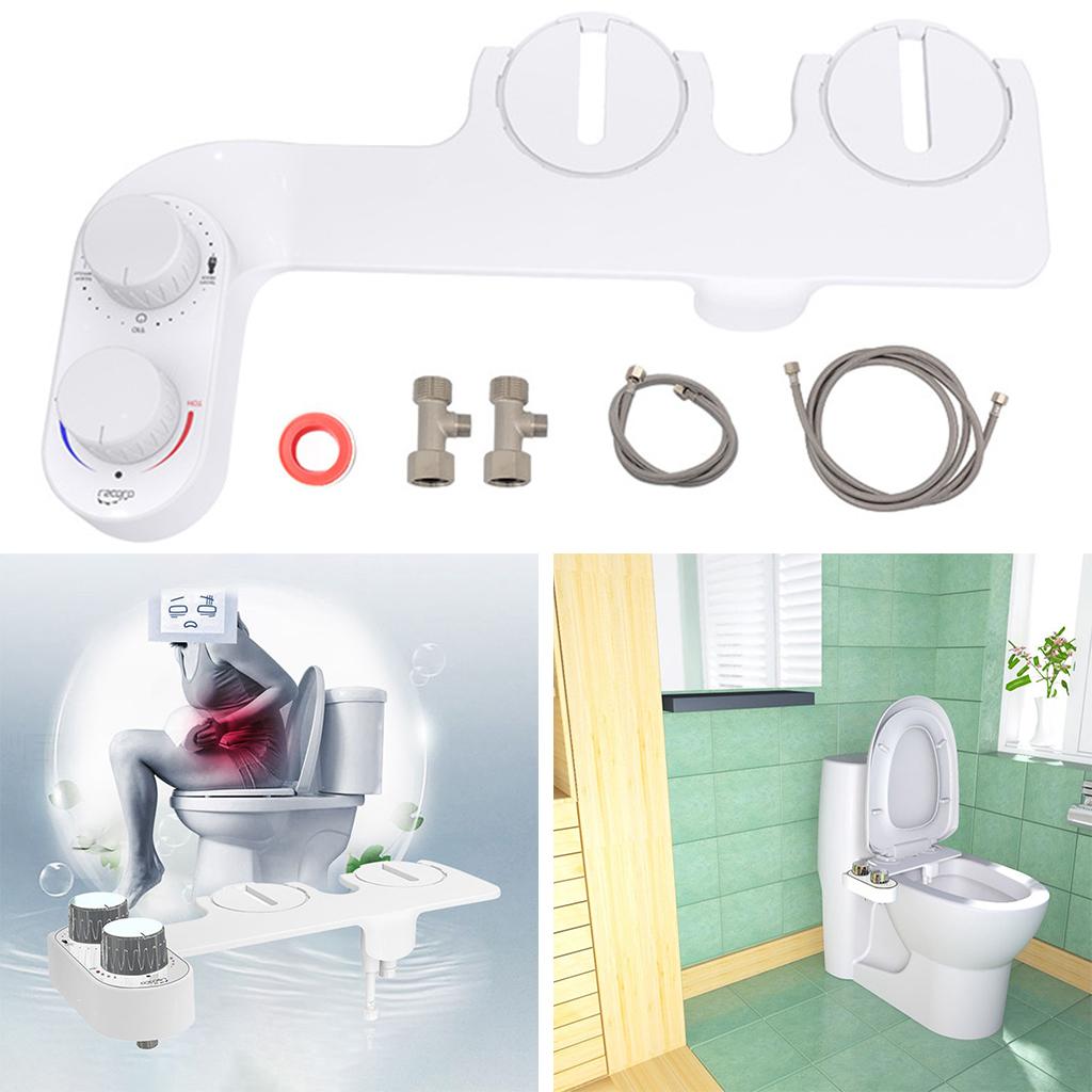 Bidet Toilet Seat Attachment Non-Electric Retractable Nozzles Feminine Wash White