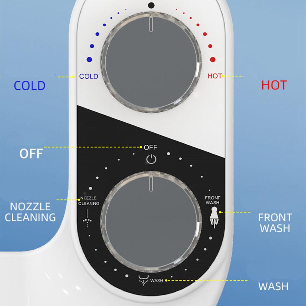 Bidet Toilet Seat Attachment Non-Electric Retractable Nozzles Feminine Wash Black and White