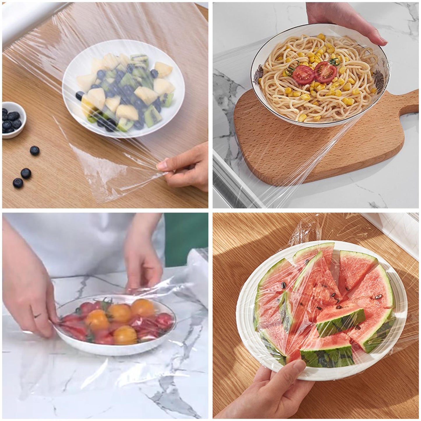 Cling Film Dispenser with Plastic Wrap Holder Cutter Food Wrap Kitchen Tool