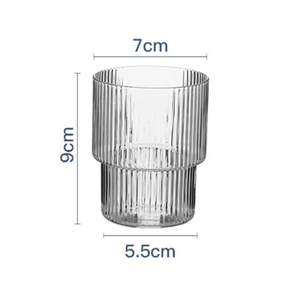 Vertical Stripe Glass Cup Transparent Household Beer Juice Water Mug 300ml A