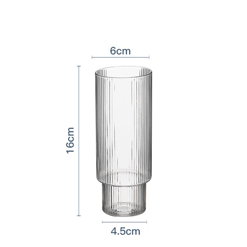 Vertical Stripe Glass Cup Transparent Household Beer Juice Water Mug 300ml B