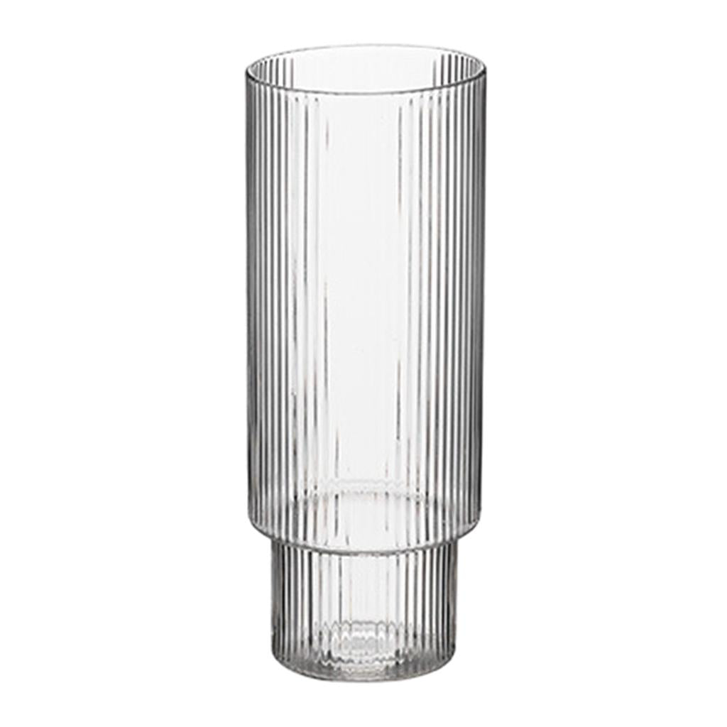 Vertical Stripe Glass Cup Transparent Household Beer Juice Water Mug 300ml B