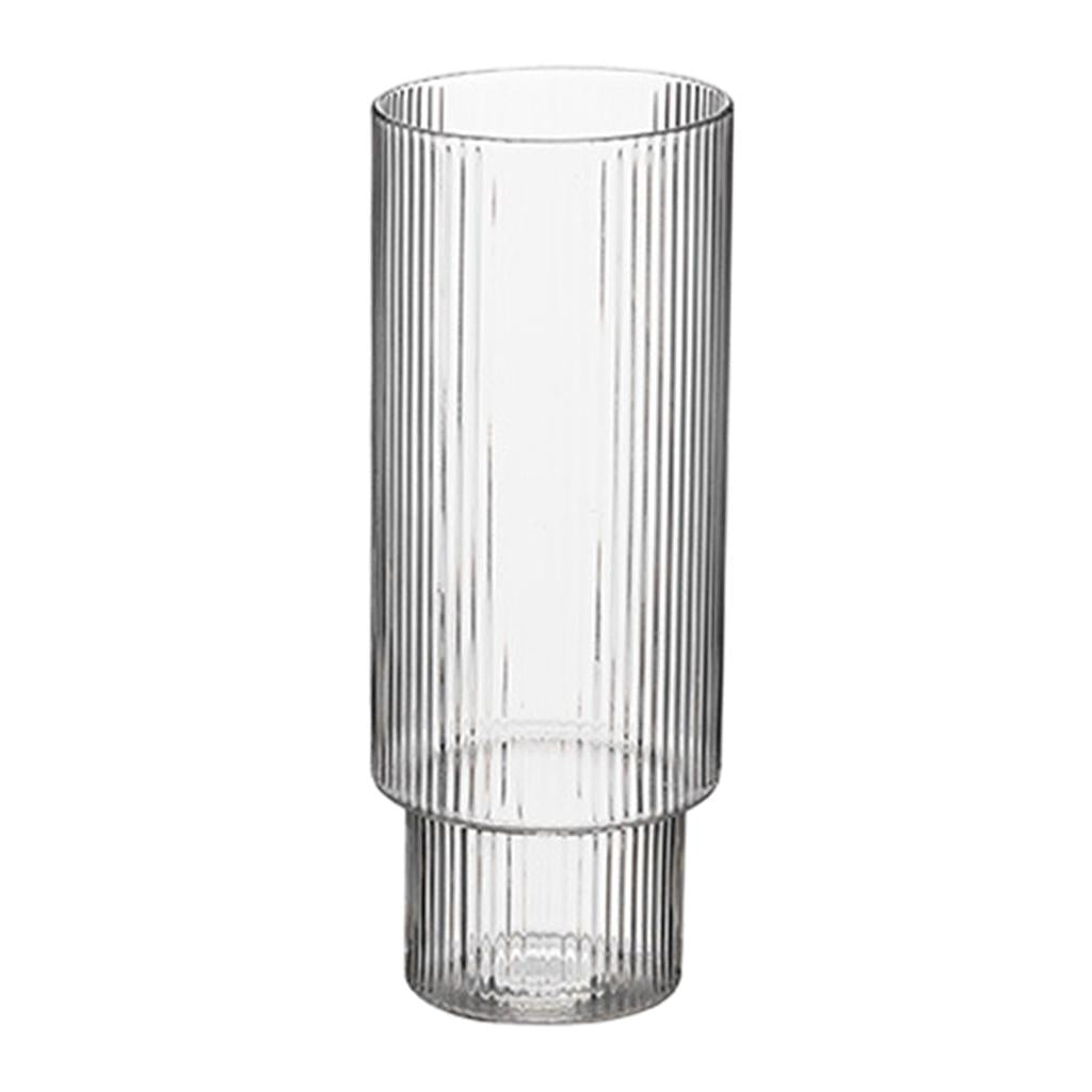 Vertical Stripe Glass Cup Transparent Household Beer Juice Water Mug 300ml B