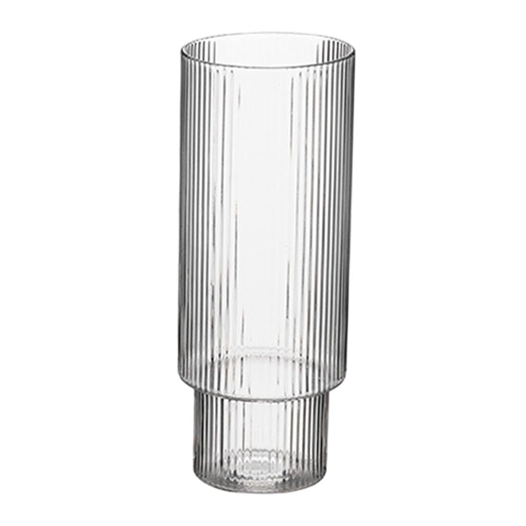 Vertical Stripe Glass Cup Transparent Household Beer Juice Water Mug 300ml B