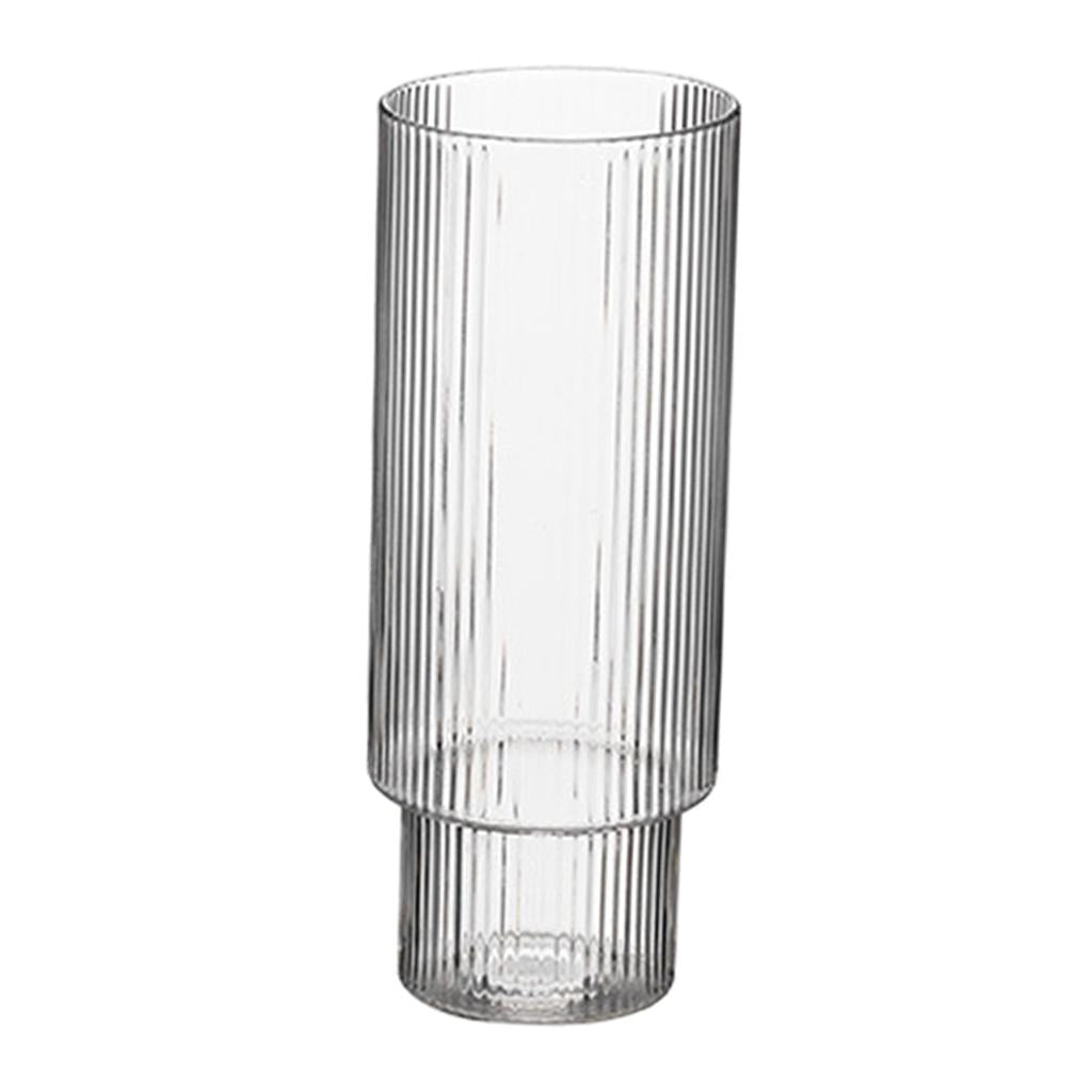 Vertical Stripe Glass Cup Transparent Household Beer Juice Water Mug 300ml B