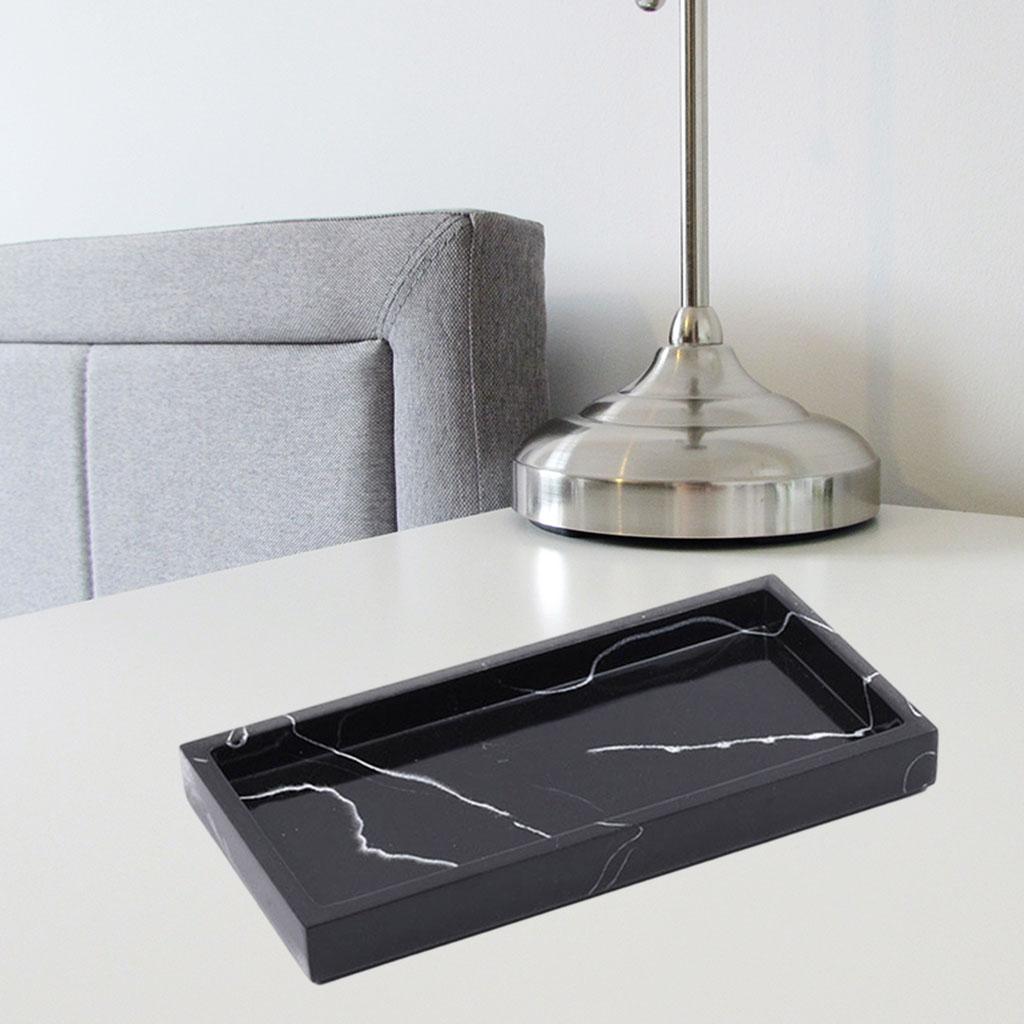 Marble Storage Tray Washroom Vanity Tray Jewelry Dish Bathtub Serving Tray Black