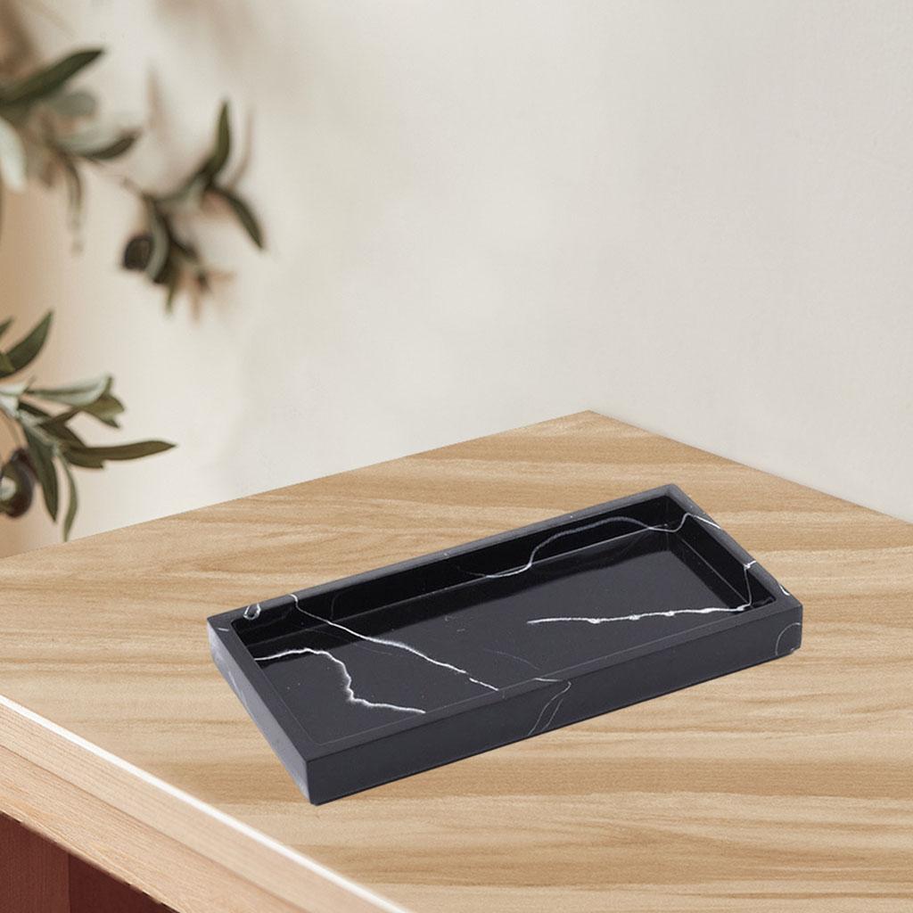Marble Storage Tray Washroom Vanity Tray Jewelry Dish Bathtub Serving Tray Black