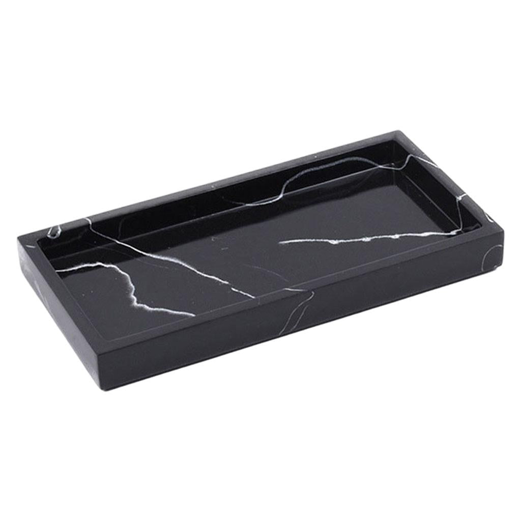Marble Storage Tray Washroom Vanity Tray Jewelry Dish Bathtub Serving Tray Black