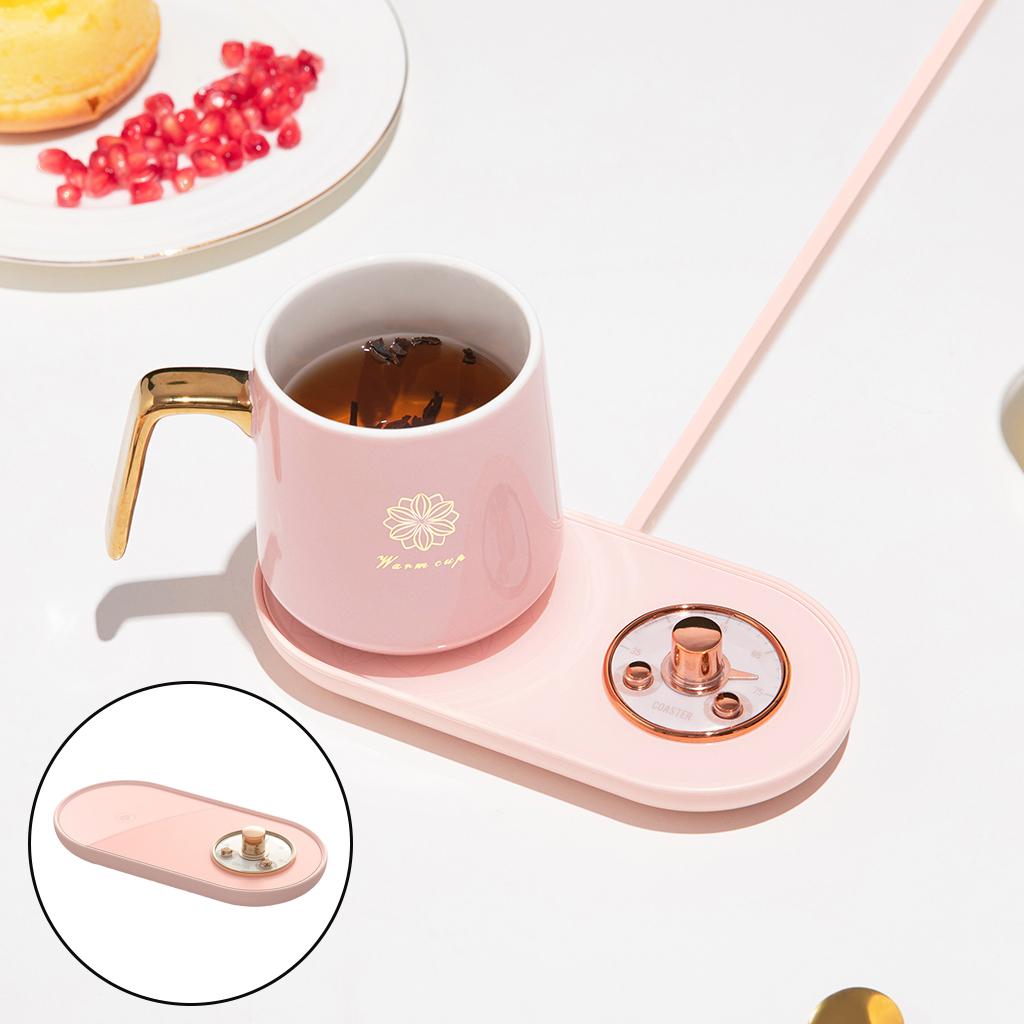 Portable USB Coffee Mug Warmer Timing Function Beverage Warmes Pink