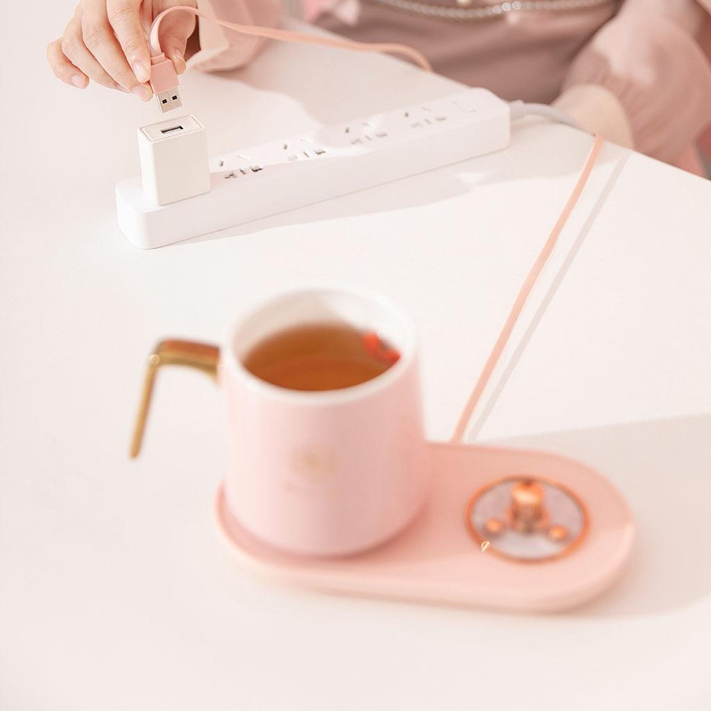 Portable USB Coffee Mug Warmer Timing Function Beverage Warmes Pink