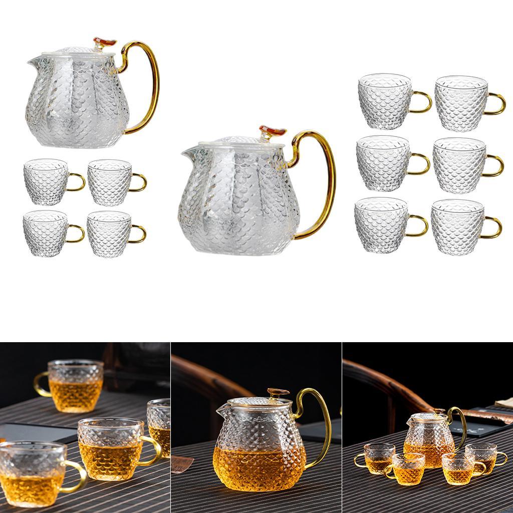 Hammered High Borosilicate Glass Teapot Teacup Set Household Teapot 1 x Teapot