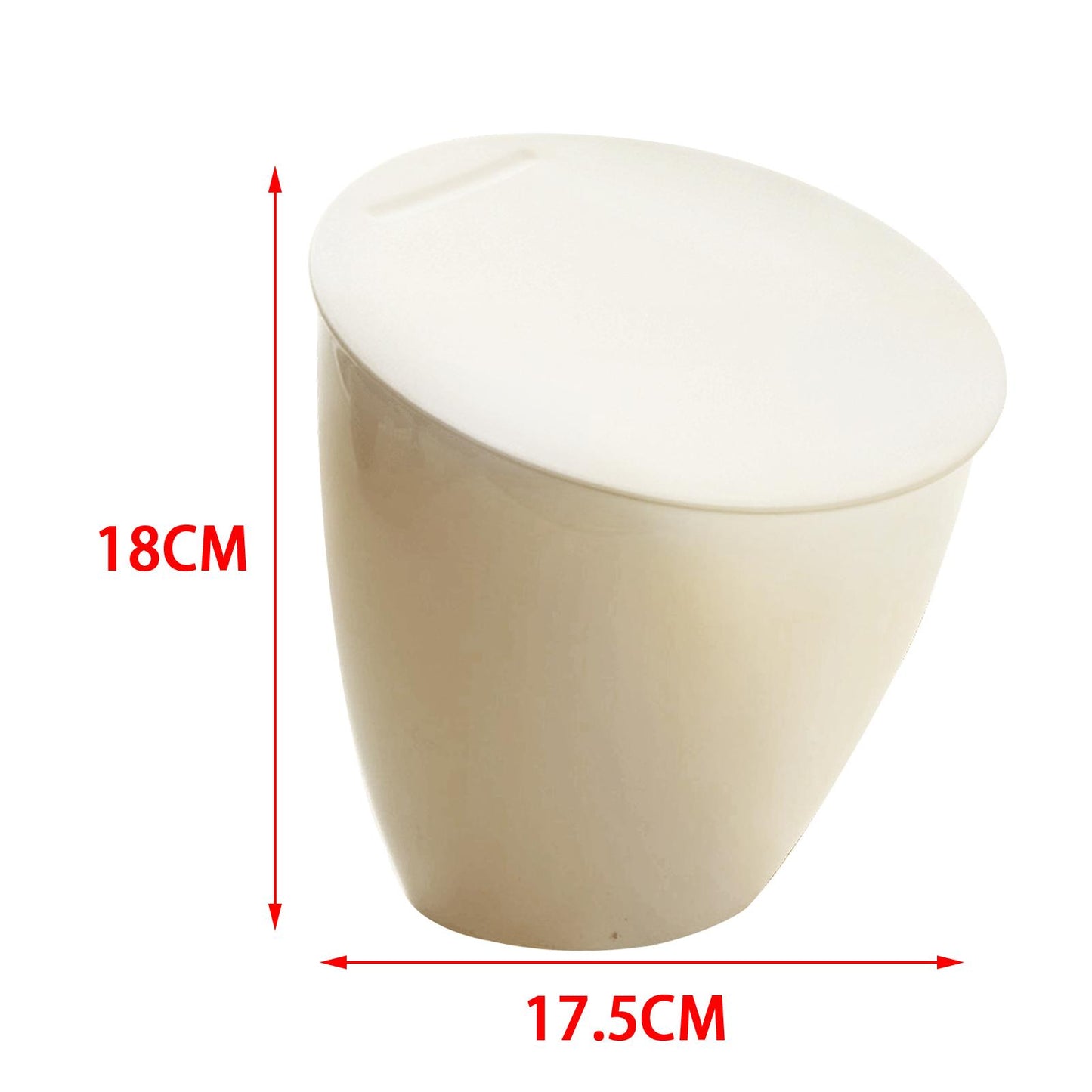 3L Desk Plastic Garbage Disposal Bin Mini Trash Can for Living Room Beige