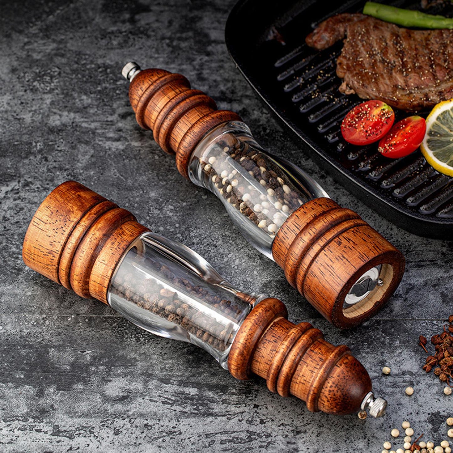 Wooden Salt and Pepper Grinder Pepper Shaker Sesame Spice Mill for Kitchen