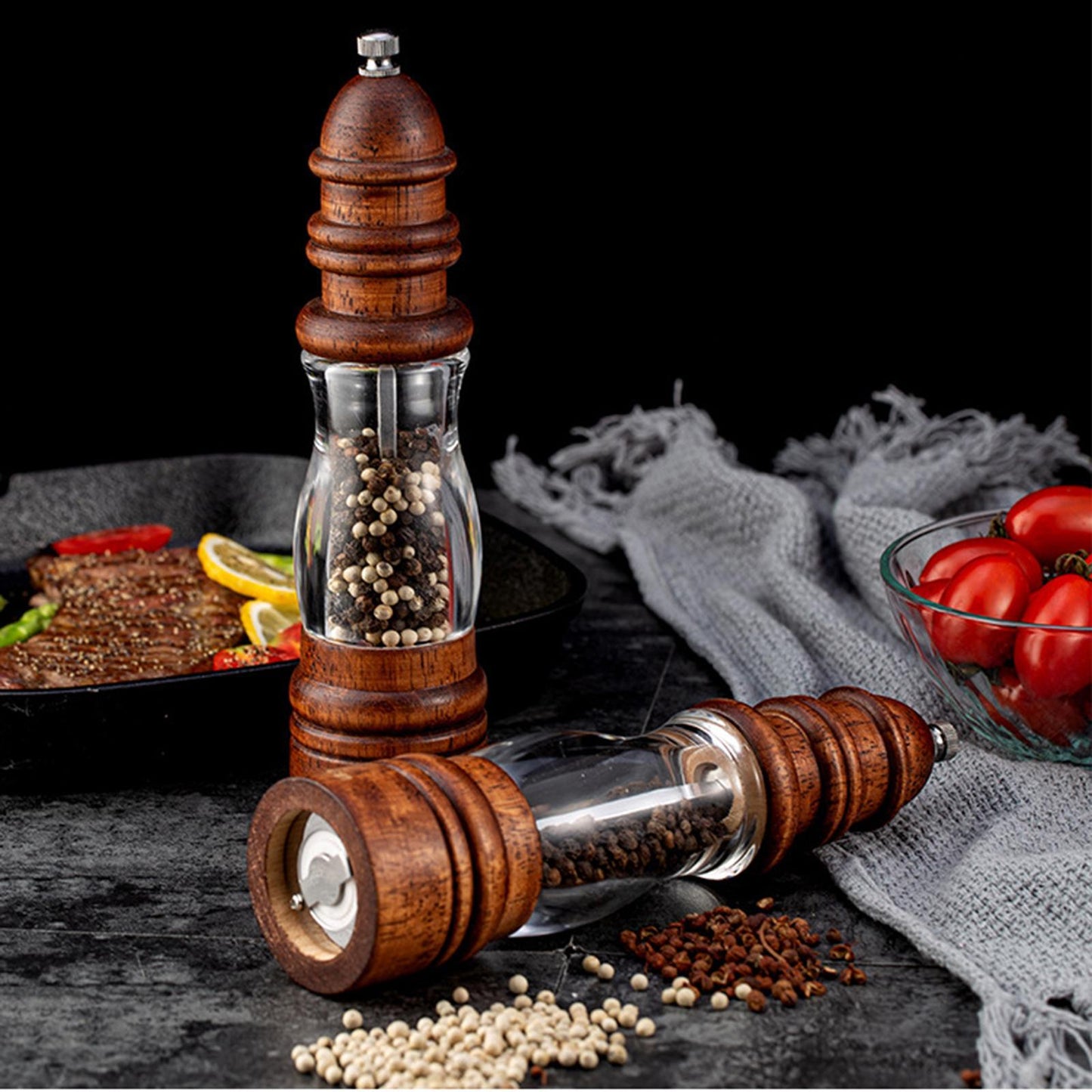 Wooden Salt and Pepper Grinder Pepper Shaker Sesame Spice Mill for Kitchen