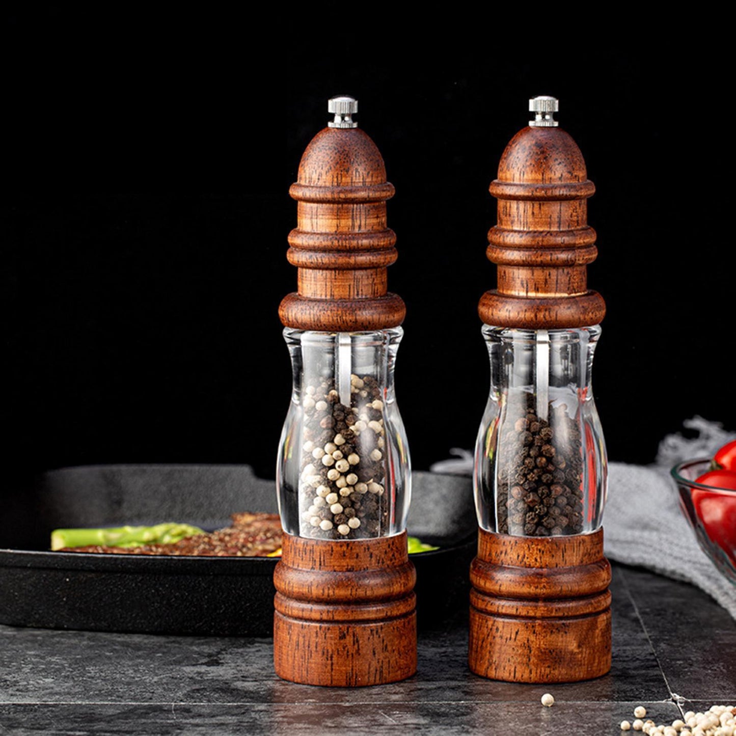 Wooden Salt and Pepper Grinder Pepper Shaker Sesame Spice Mill for Kitchen