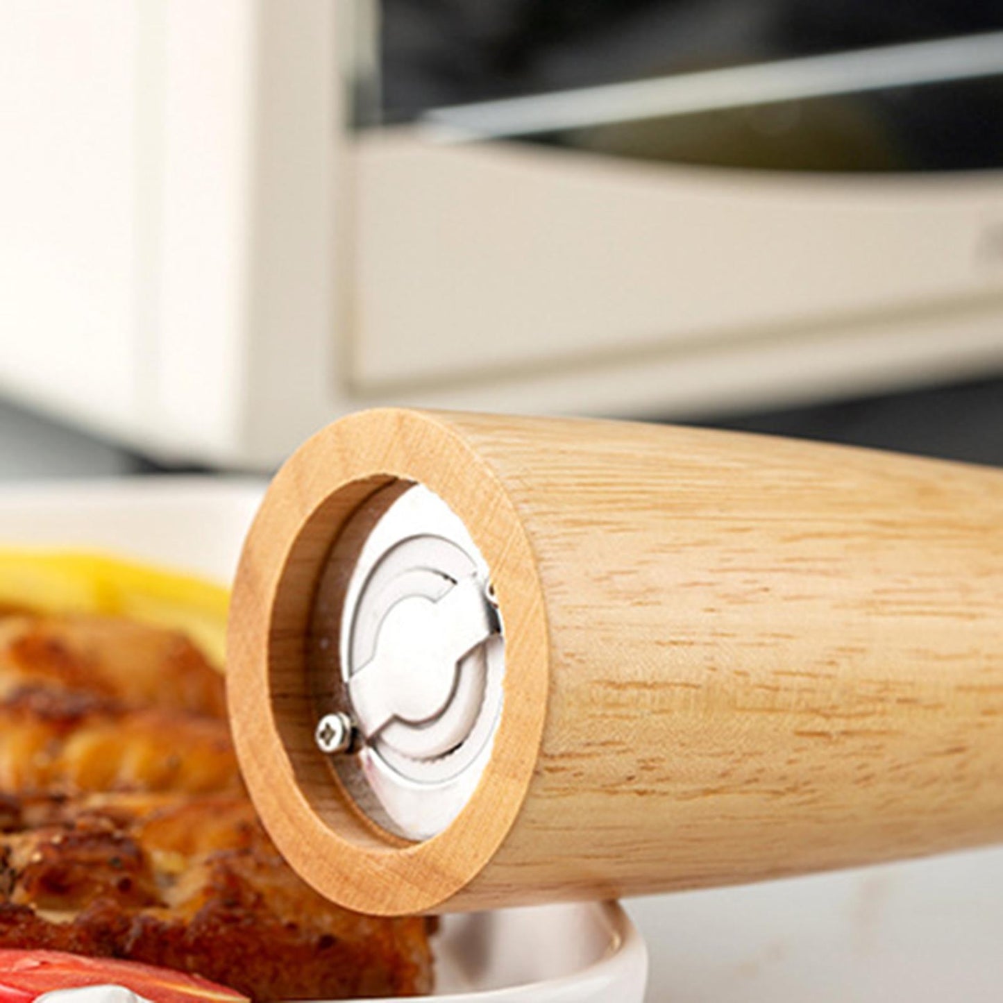 Wooden Salt and Pepper Grinders with a Spoon Manual Spice Shaker Mill Gifts