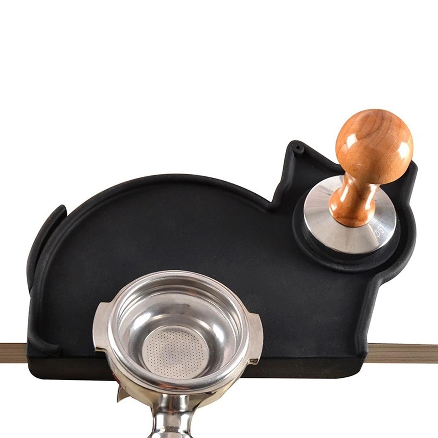 Coffee Tampering Tamping Corner Mat Holder Silicone Pad Anti-Slip Black