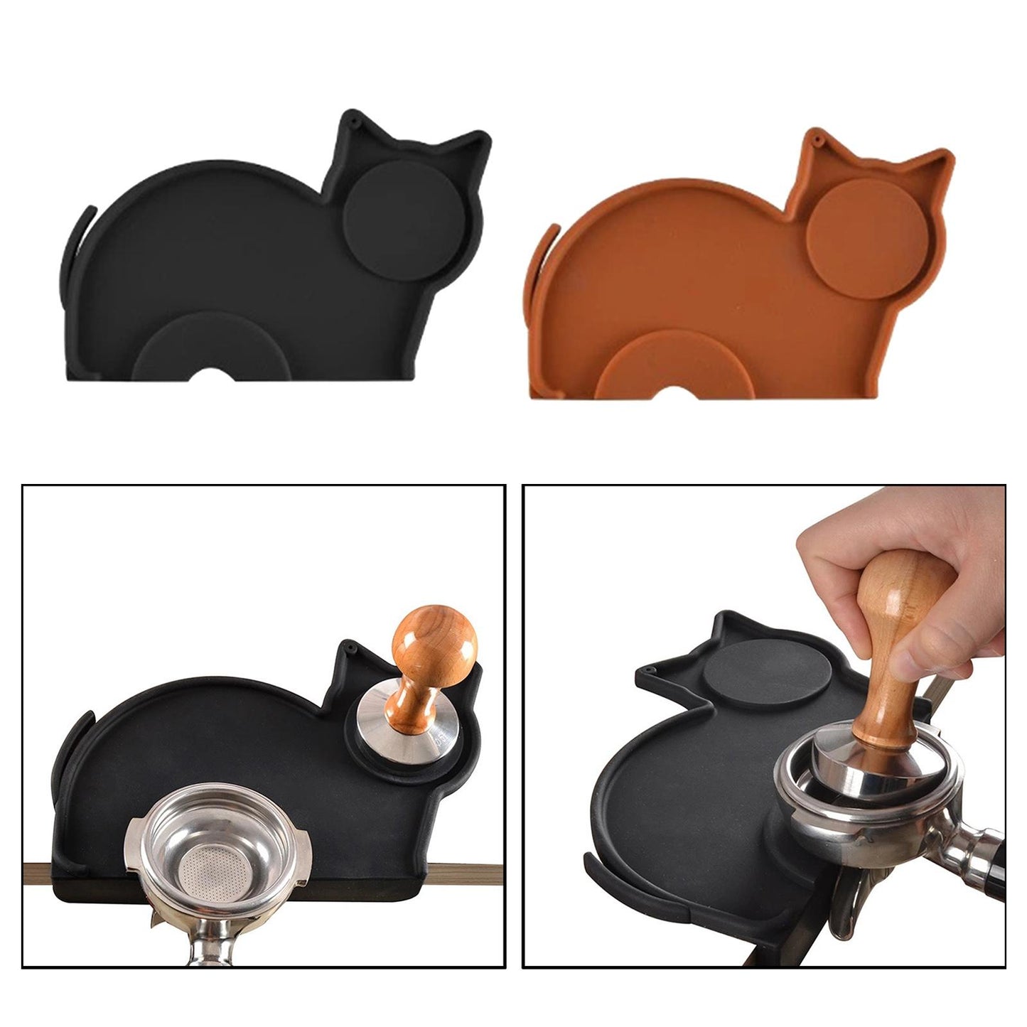 Coffee Tampering Tamping Corner Mat Holder Silicone Pad Anti-Slip Black