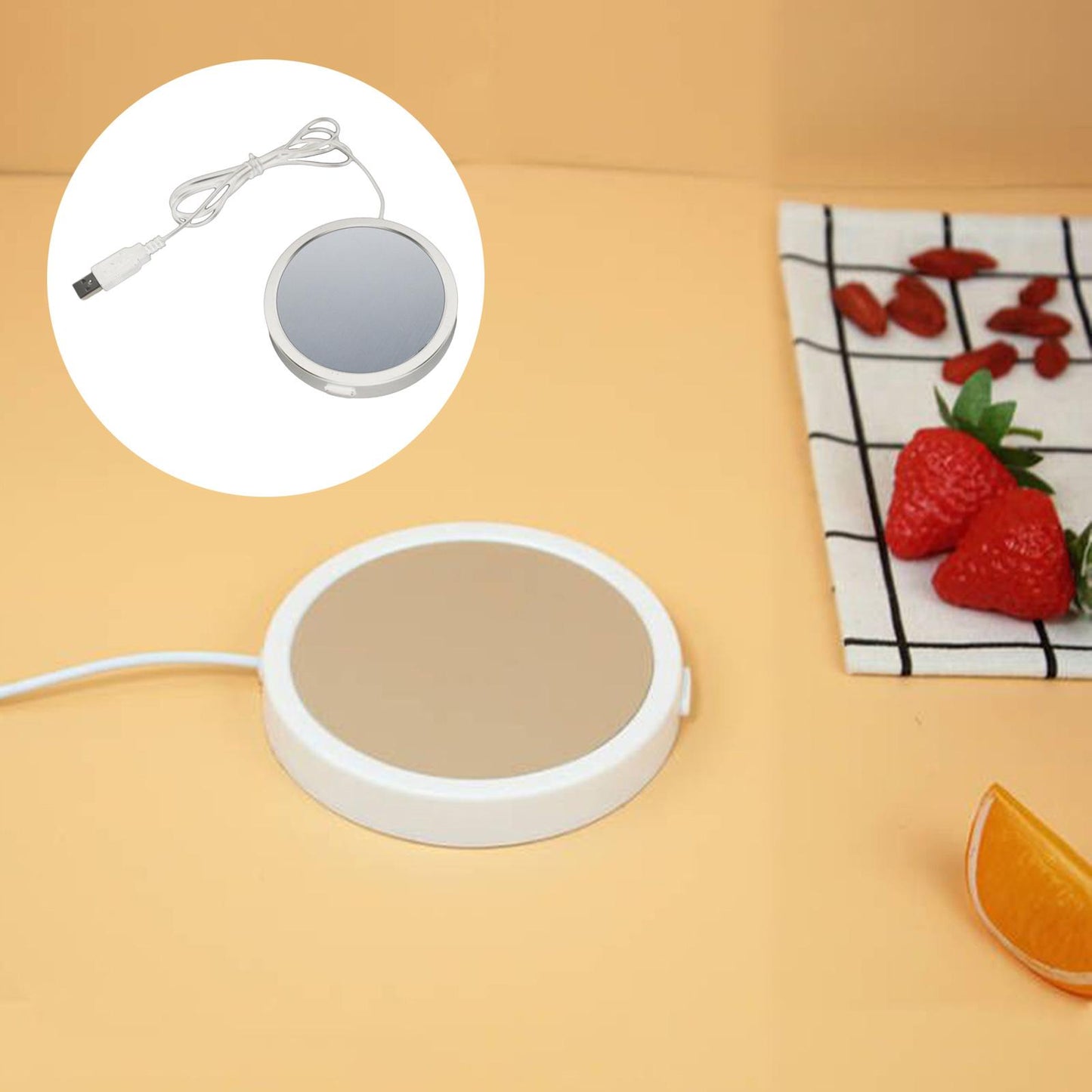 Electric Mug Warmer Desktop Beverage Keep Warm Drinking Cup Heating White