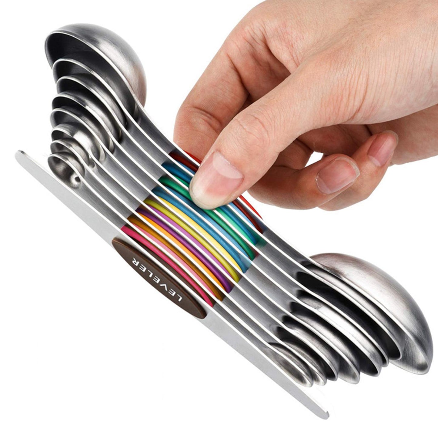9 PCS Magnetic Measuring Spoon Dual Sided Dry Liquid Stackable Multicolor