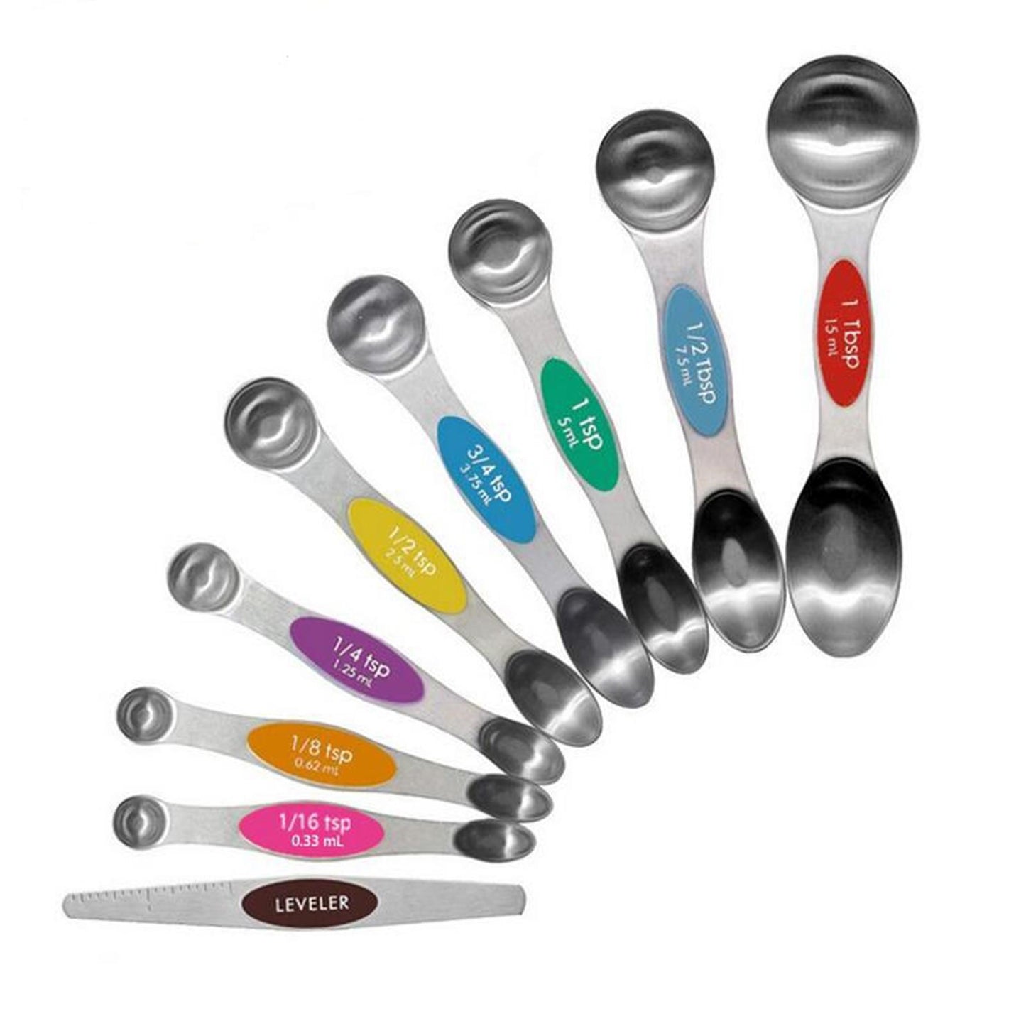 9 PCS Magnetic Measuring Spoon Dual Sided Dry Liquid Stackable Multicolor