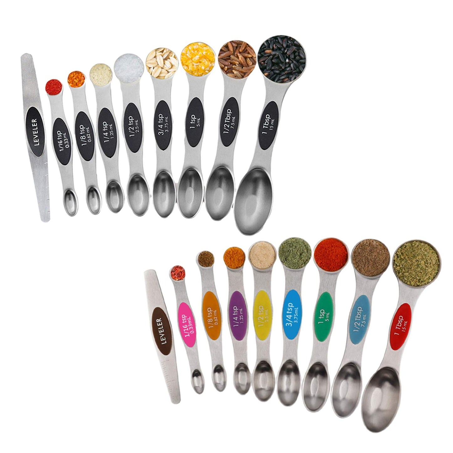 9 PCS Magnetic Measuring Spoon Dual Sided Dry Liquid Stackable Multicolor