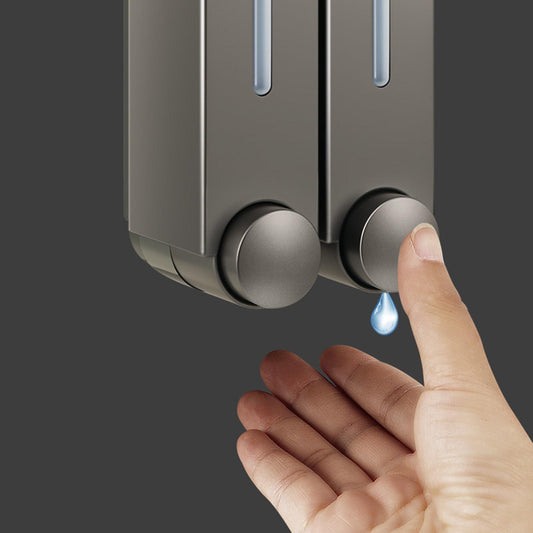 Chamber Soap Dispenser Hand Press Lotion Shampoo Gel Pump Bottle Office Cafe Gray Double
