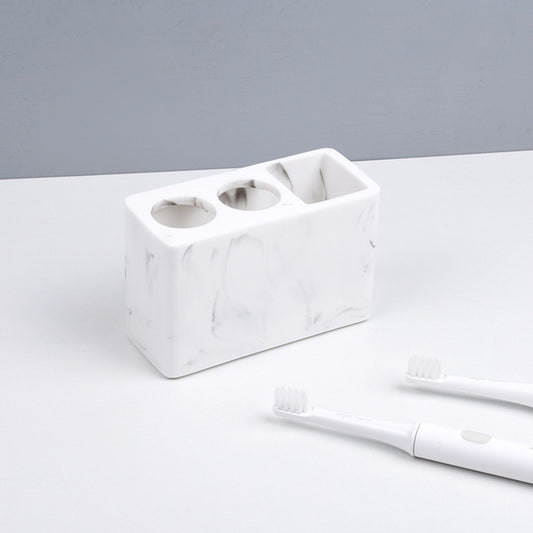 Desktop Toothbrush Holder Toothpaste Holder Organization Vanity Accents white