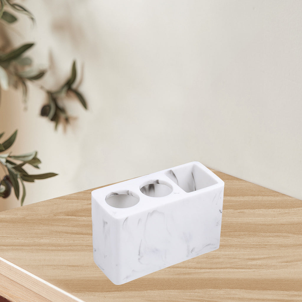 Desktop Toothbrush Holder Toothpaste Holder Organization Vanity Accents white