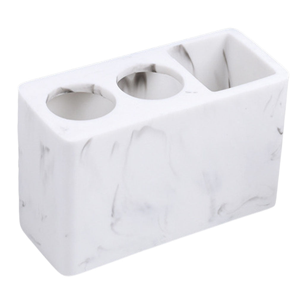 Desktop Toothbrush Holder Toothpaste Holder Organization Vanity Accents white