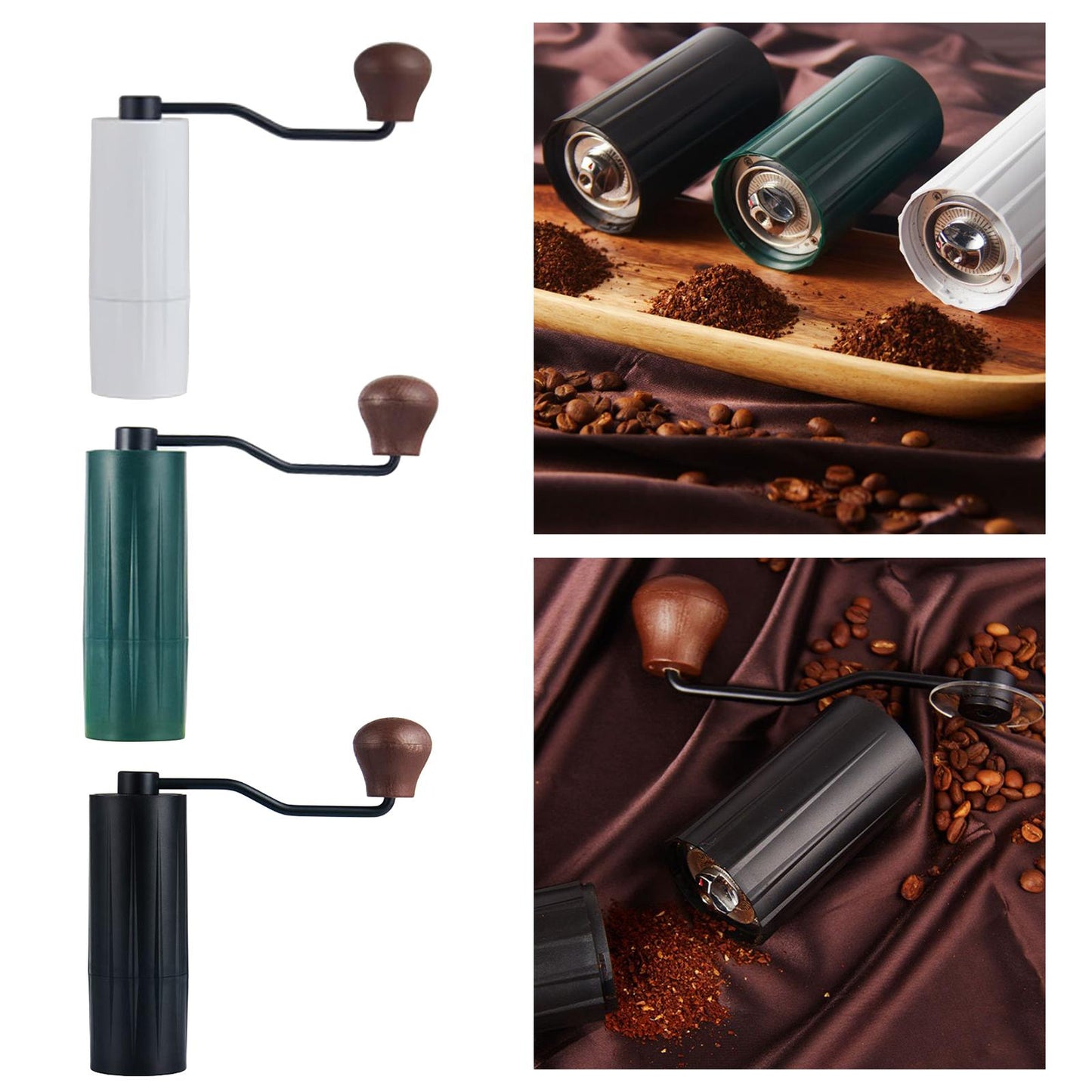 Mini Manual Coffee Bean Hand Grinder Machine Stainless Steel Burr White