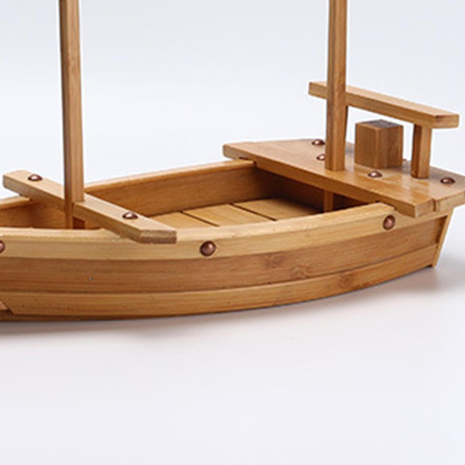 Japanese Cuisine Sashimi Boat Plate Wooden Serving Tray for Restaurant Bamboo