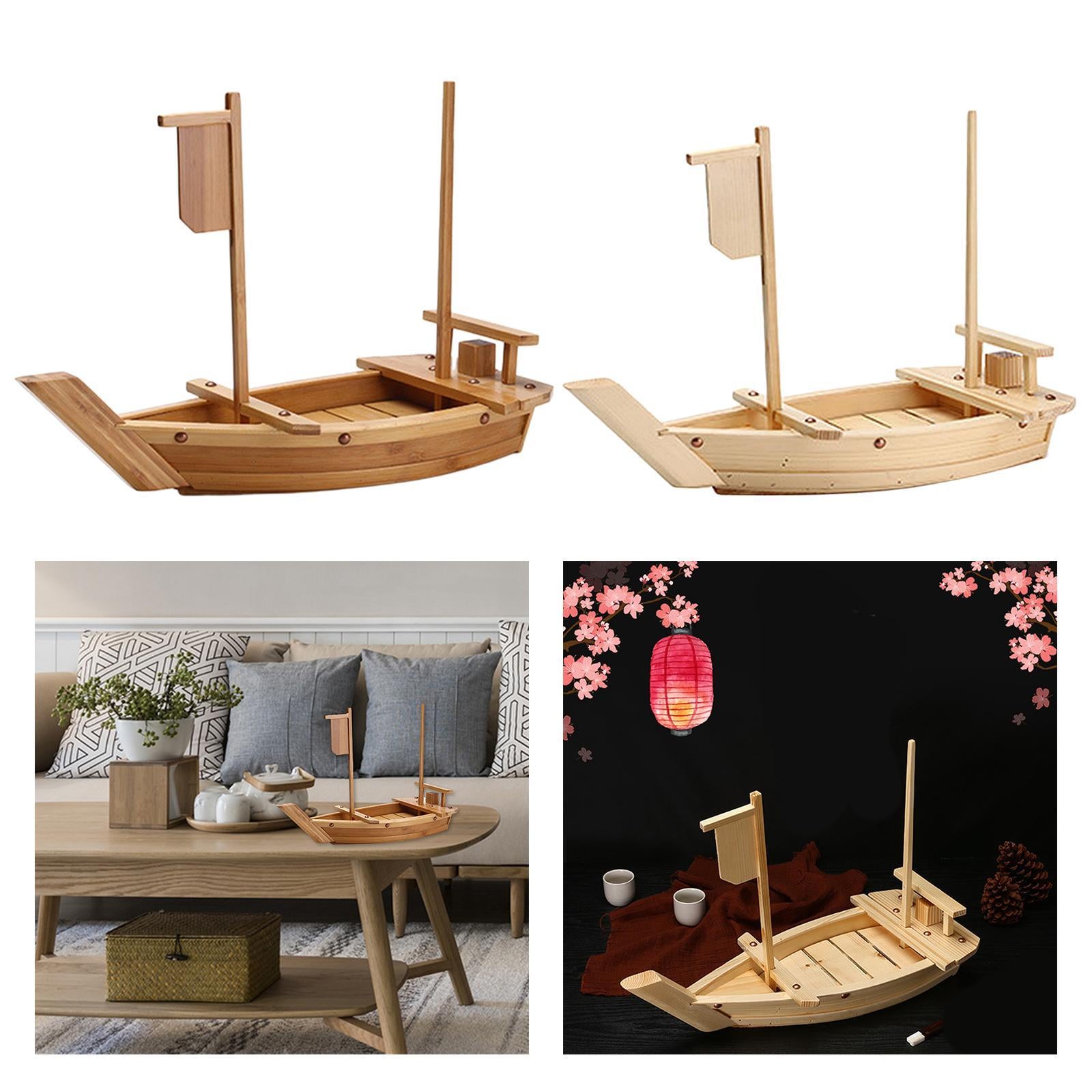 Japanese Cuisine Sashimi Boat Plate Wooden Serving Tray for Restaurant Bamboo
