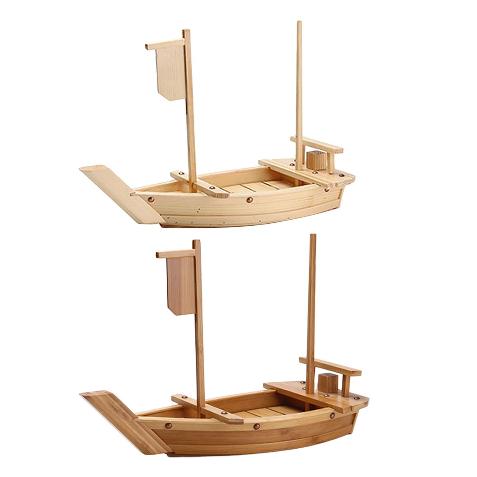 Japanese Cuisine Sashimi Boat Plate Wooden Serving Tray for Restaurant Bamboo