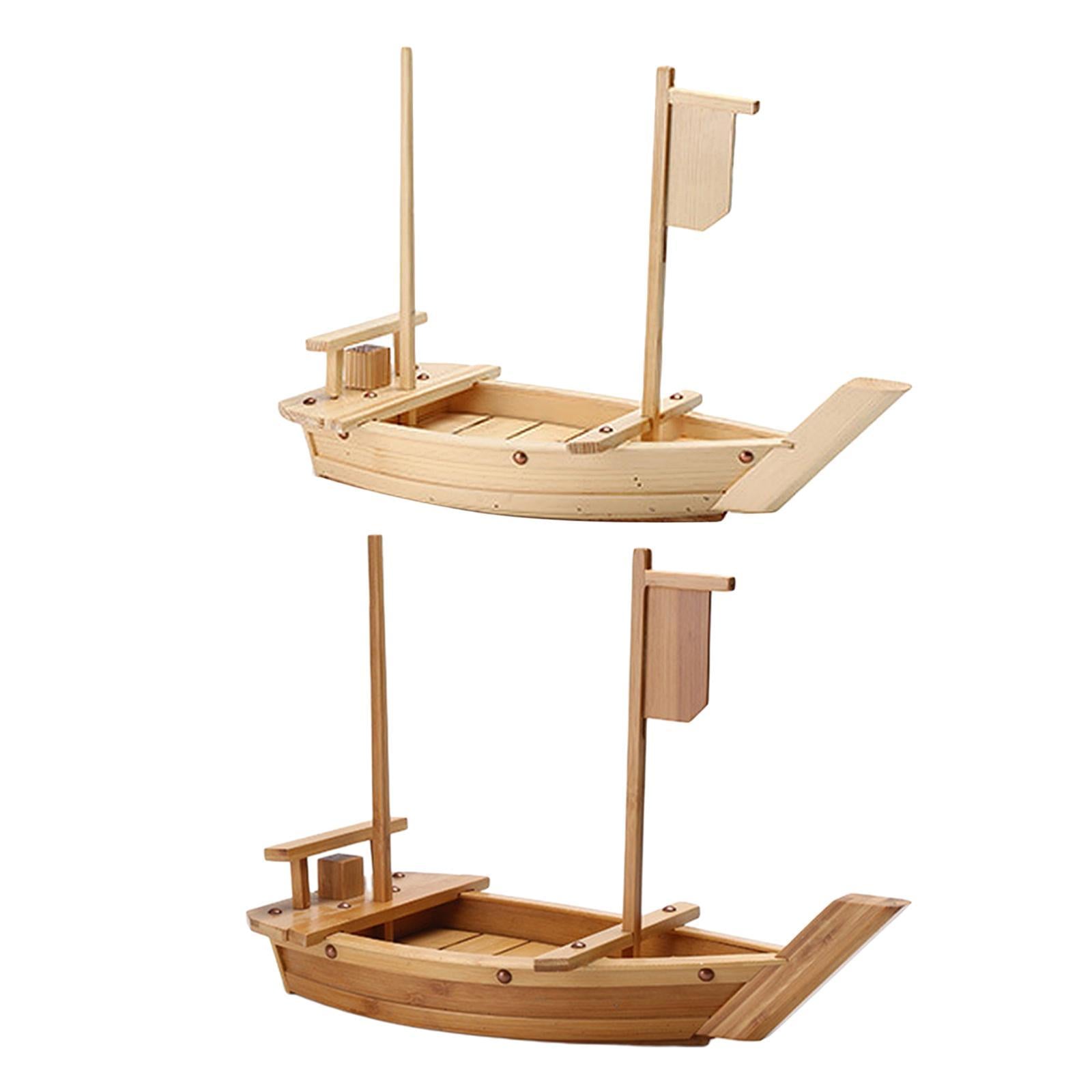 Japanese Cuisine Sashimi Boat Plate Wooden Serving Tray for Restaurant Bamboo