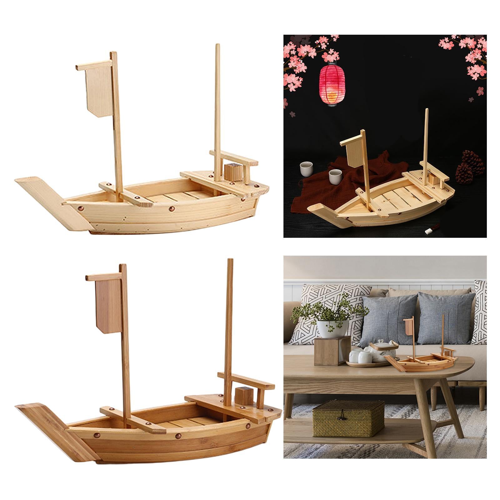 Japanese Cuisine Sashimi Boat Plate Wooden Serving Tray for Restaurant Bamboo