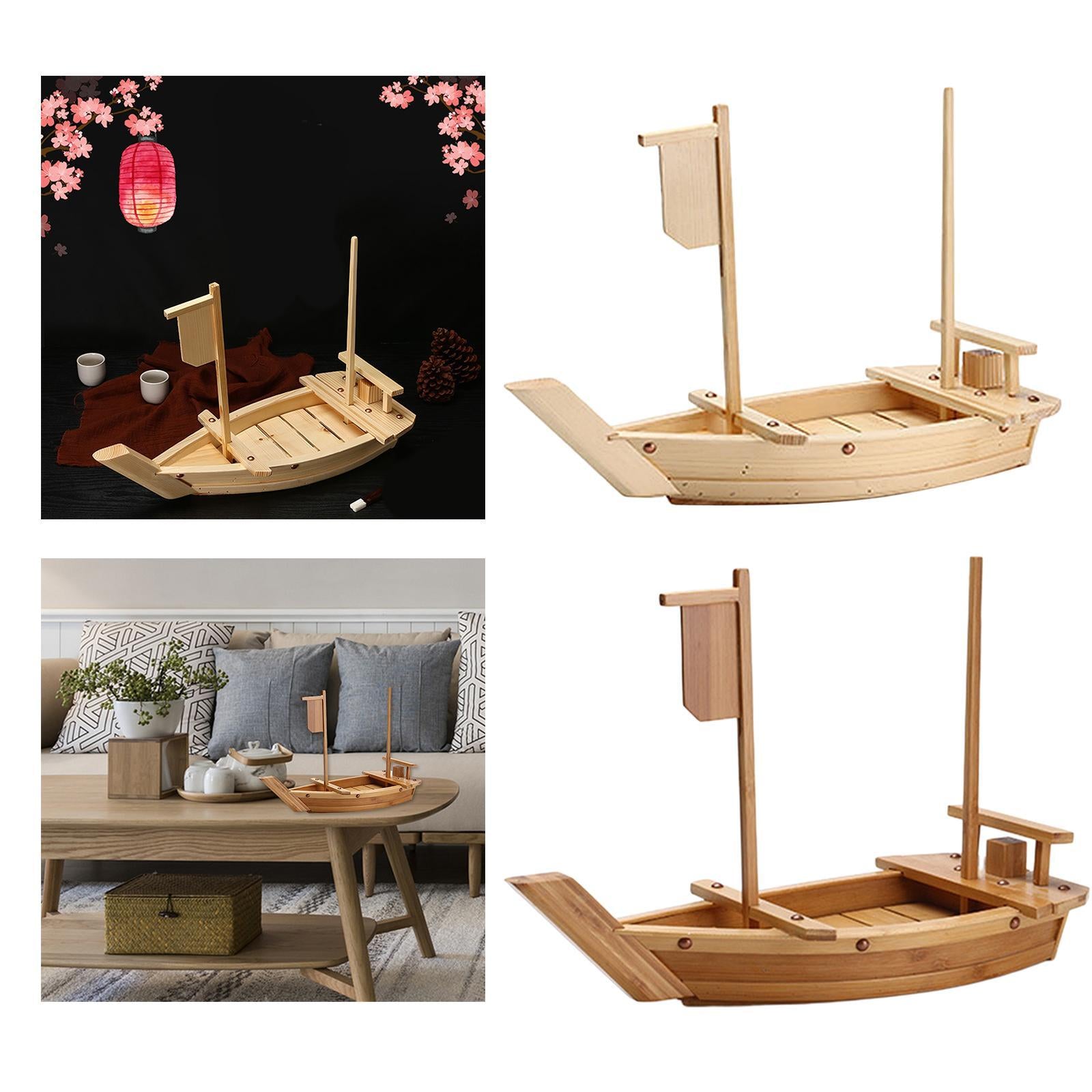Japanese Cuisine Sashimi Boat Plate Wooden Serving Tray for Restaurant Bamboo