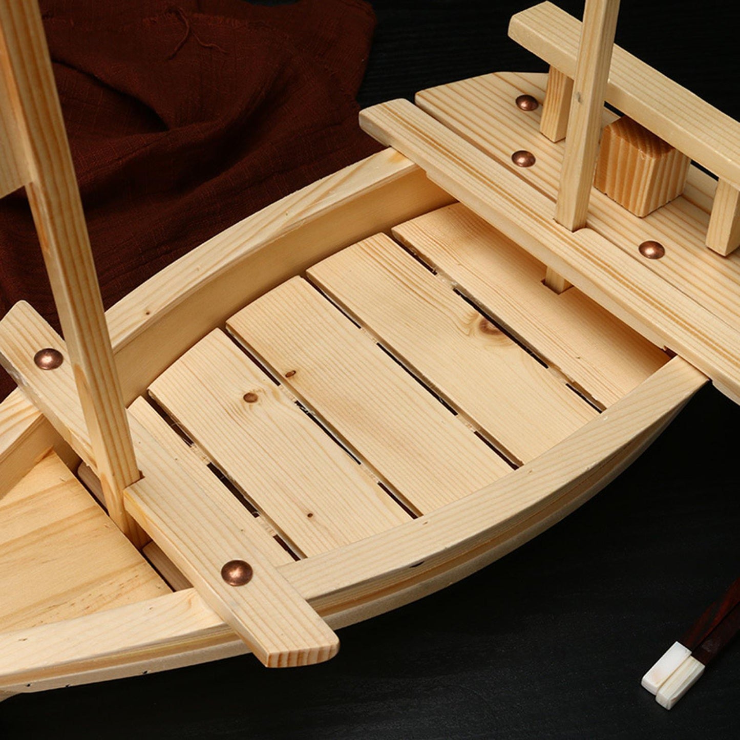 Japanese Cuisine Sashimi Boat Plate Wooden Serving Tray for Restaurant White Wooden