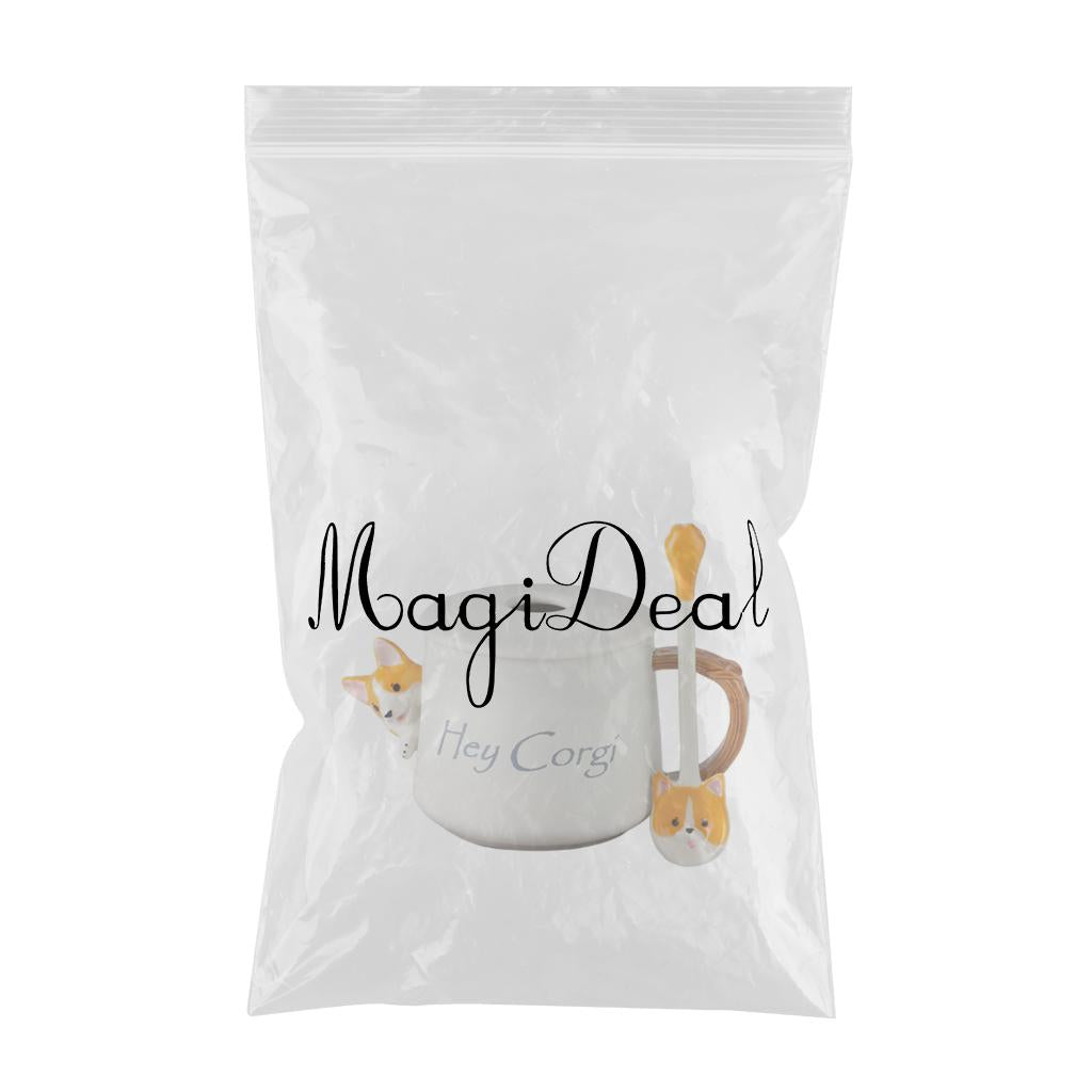 3D Corgi Ceramic Mug Novelty Juice Drink Cup for Girl Friends White