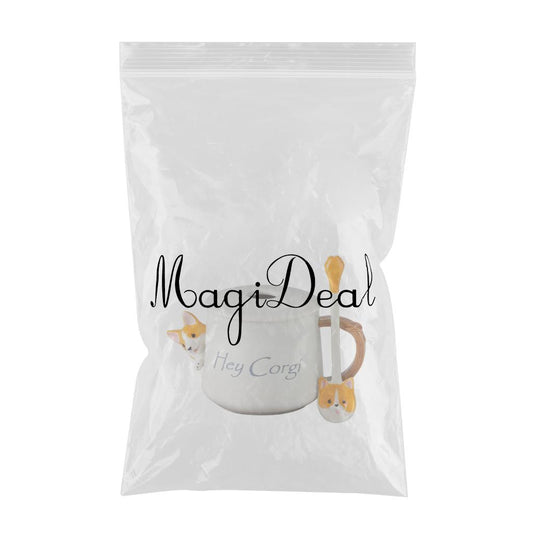 3D Corgi Ceramic Mug Novelty Juice Drink Cup for Girl Friends White