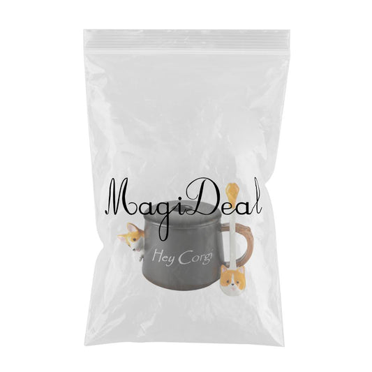3D Corgi Ceramic Mug Novelty Juice Drink Cup for Girl Friends Black